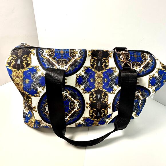 Alice + Olivia Small Duffle Bag with Detachable Strap Blue Gold - Picture 2 of 9